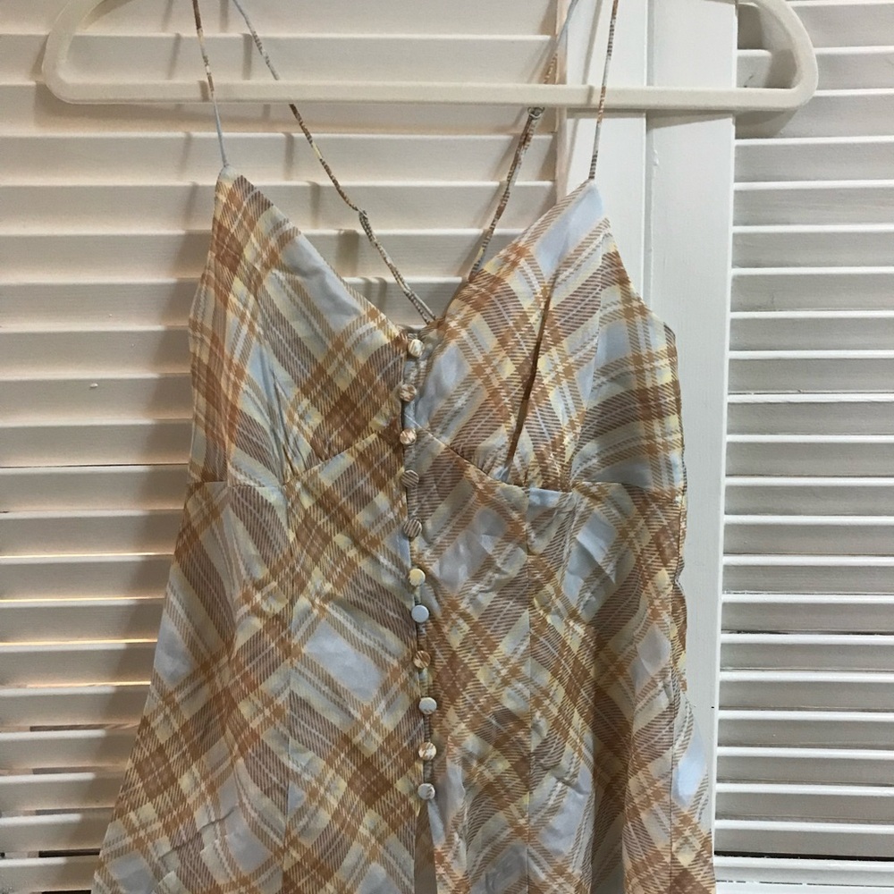 J. Crew Blue and Tan Plaid Camisole